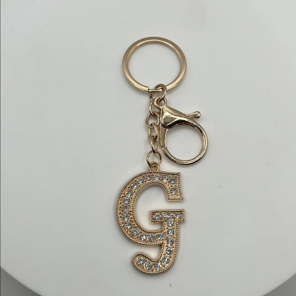 385. Gold Initial G Keychain with Crystals